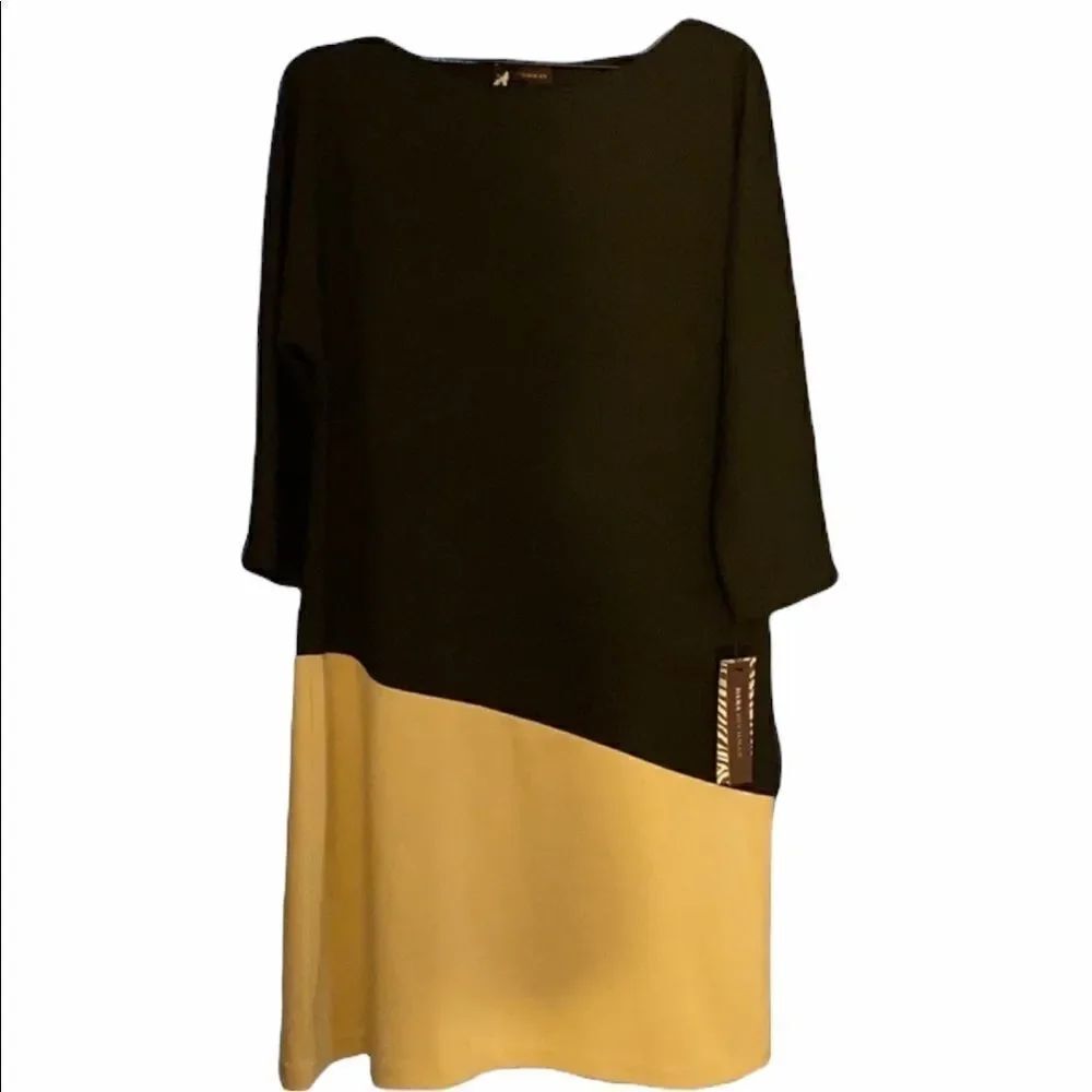 Dana Buchman NWT Black and Tan Dress Size L